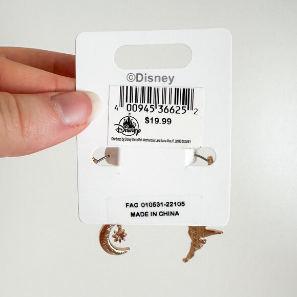 NWT Disney Parks Tinkerbell Peter Pan Earrings - Gold Color and Silver CZ - Picture 3 of 3
